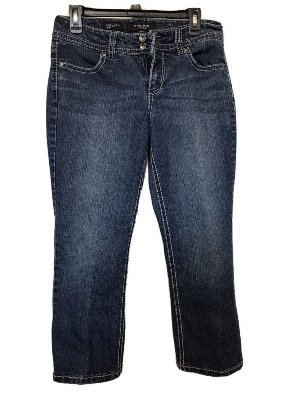 ReRock Los Angeles Blue Jeans Capri Pants Size 2 Missing Some Stones on Pocket